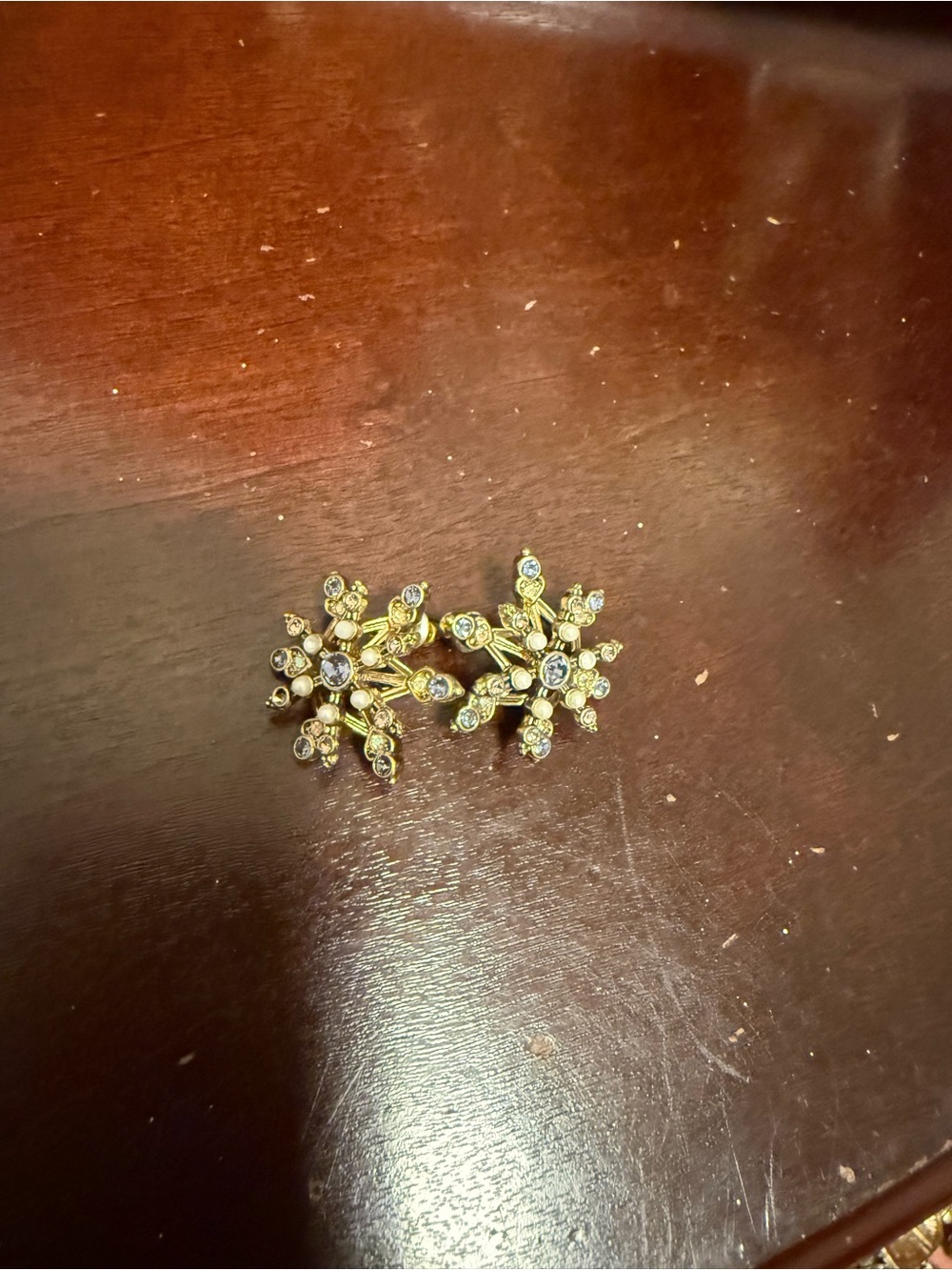 Betsey Johnson Gold Floral Crystal Starburst Stud Earrings